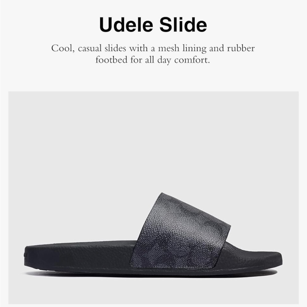 COACH Women's Udele Coated Canvas Slides - Picture 2 of 5